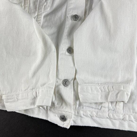 Y2K Levi's Trucker Jean Jacket Women's Junior's Large White Distressed Denim - Picture 7 of 16